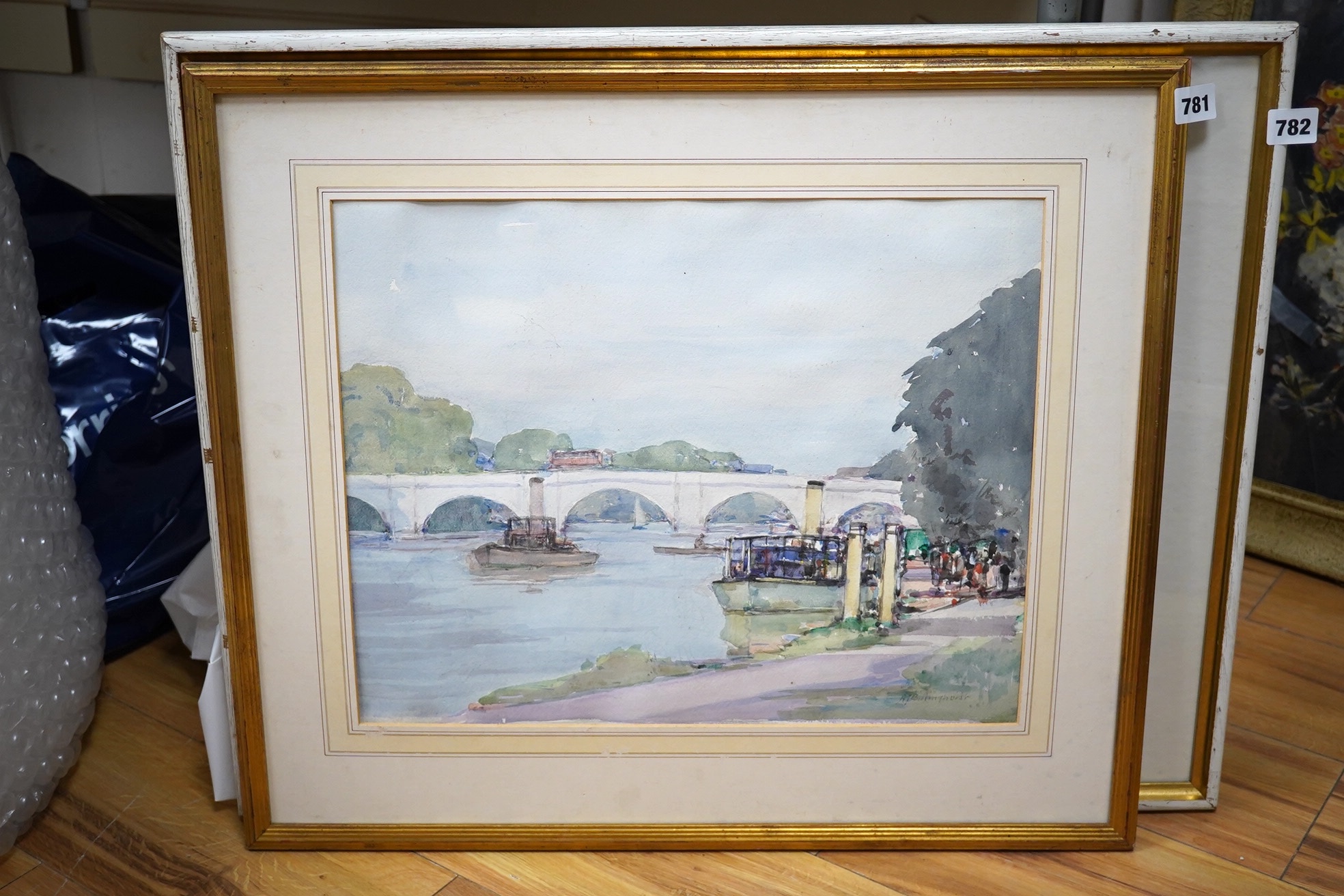 Alfred John Billinghurst (b.1880), watercolour, 'Richmond on Thames Bridge', signed, 36 x 45cm. Condition - poor to fair